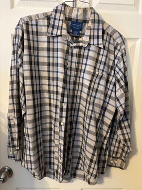 Towncraft Men's Plaid Dress Shirt in Black, Gray, Cream
